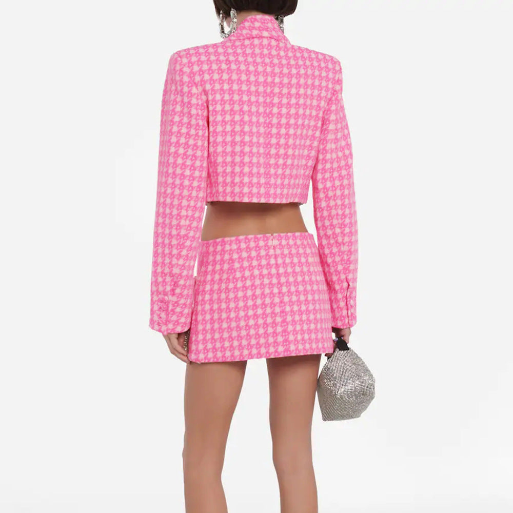 Niche Design Rhinestone Bow Knitted Coat Skirt Outfit See size chart under “more details”