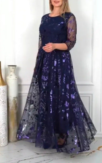 Summer New Style Gauze Round-Neck Womens Robe Dress