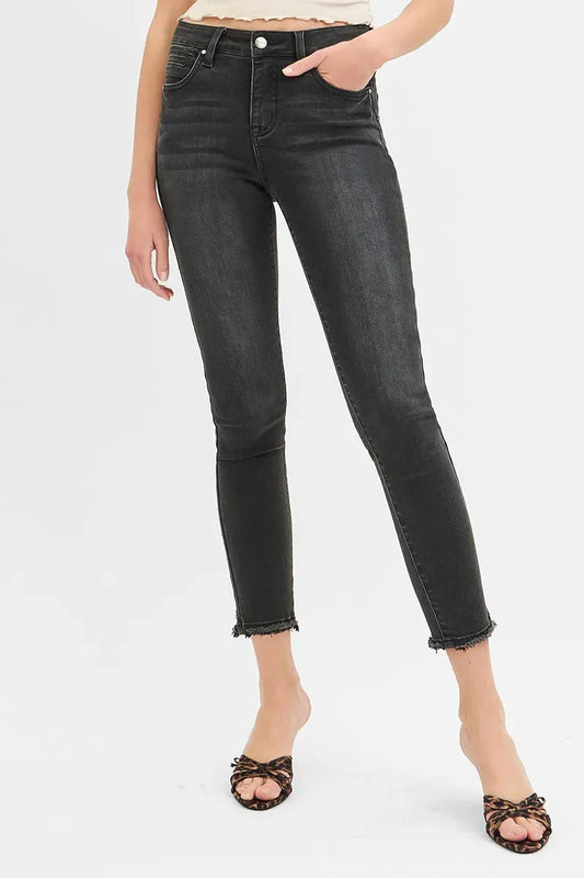 RISEN Jeans - Full Size Tummy Control Mid Rise Crop Skinny Jeans