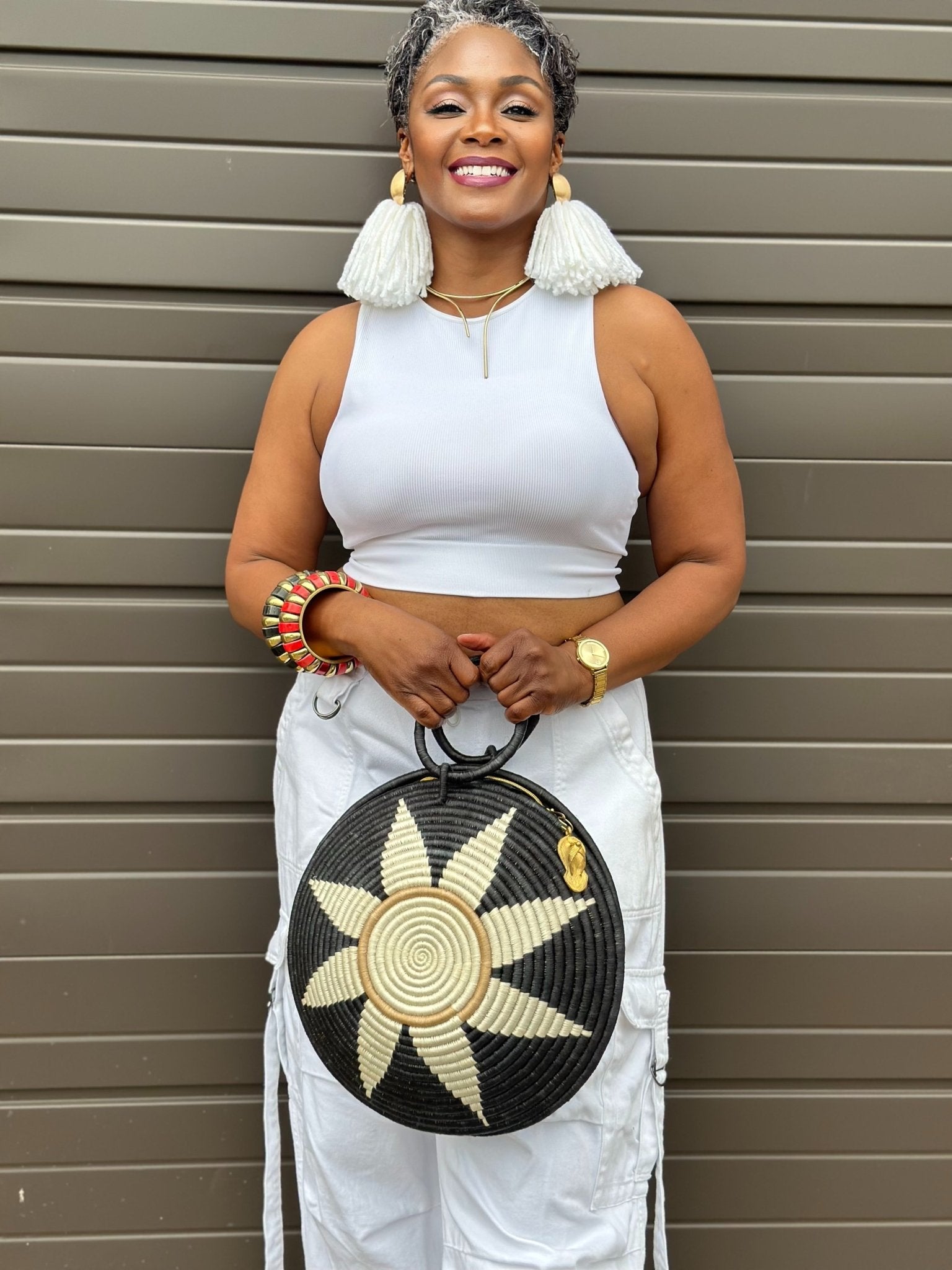 Agaseke Luxe Woven Clamshell Bag