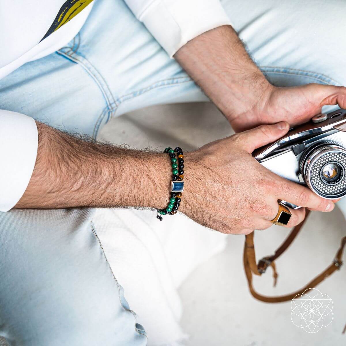 Lunar Magnetism Power Bracelet With Malachite Onyx Aura