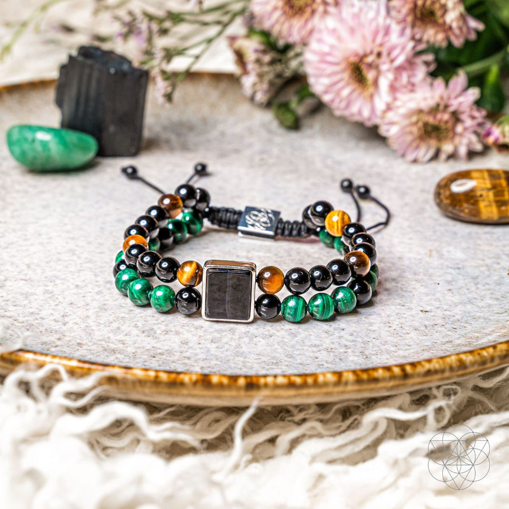Lunar Magnetism Power Bracelet With Malachite Onyx Aura