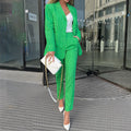 Women's Fashion Temperament Striped Lapel Two-piece Set See size chart under “more details”