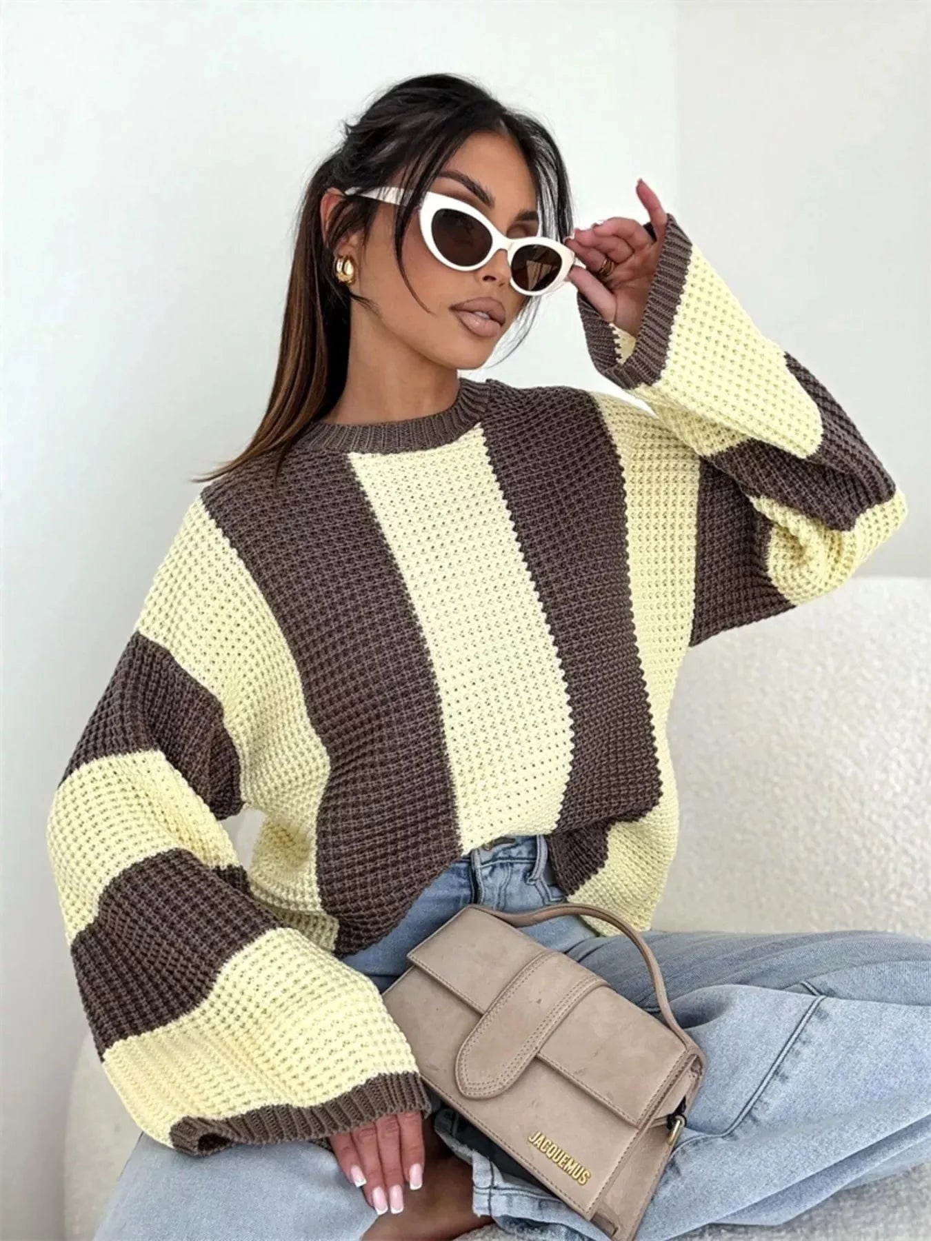 Color Block Long Sleeve Sweater