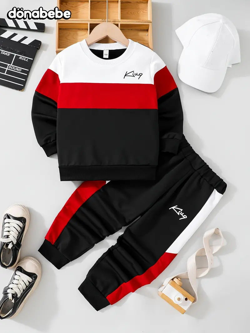 Design Sense Multicolor Hoodie Pants Two-piece Set