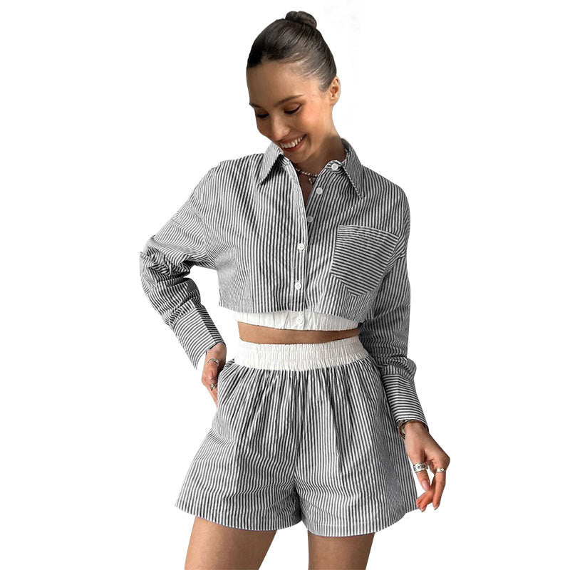 Fashionable Casual Elastic-Waist Shorts Set For Summer