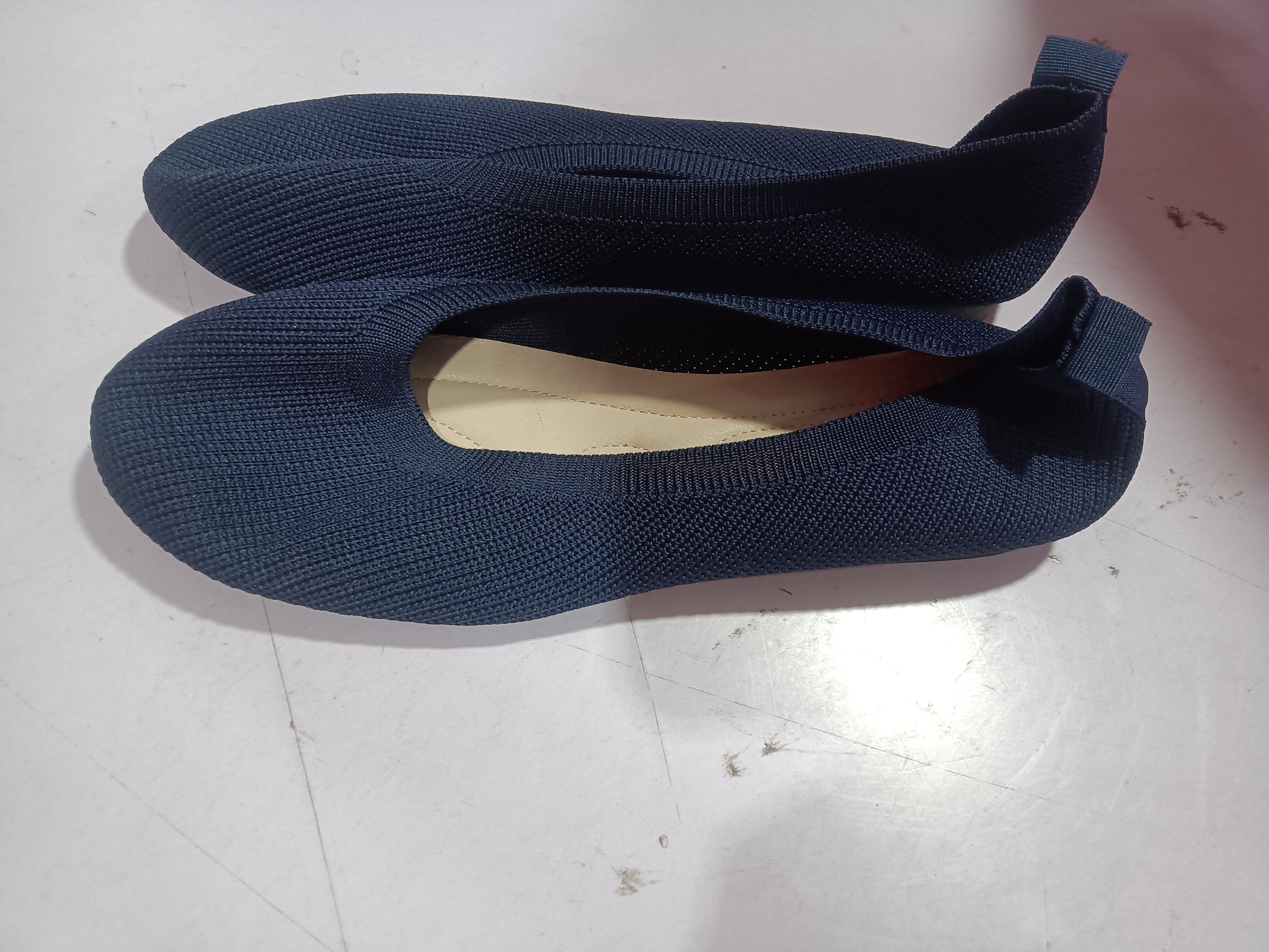 Round Toe Flats Shoes Casual Comfortable Soft Slip On Knit Mesh Shoes For Women