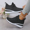 Ins Rhinestone Sneakers Fashion Lace Up Wedges Casual Shoes Women's Daily Commuting Sports Shoes See size chart under “more details”