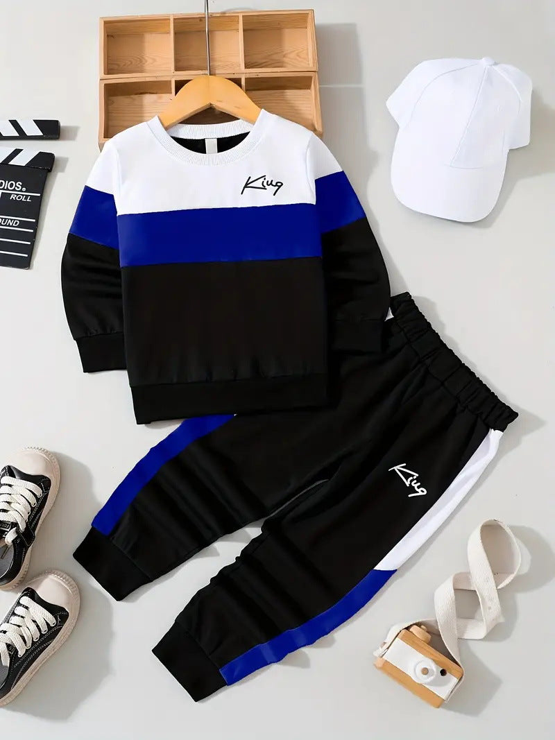 Design Sense Multicolor Hoodie Pants Two-piece Set