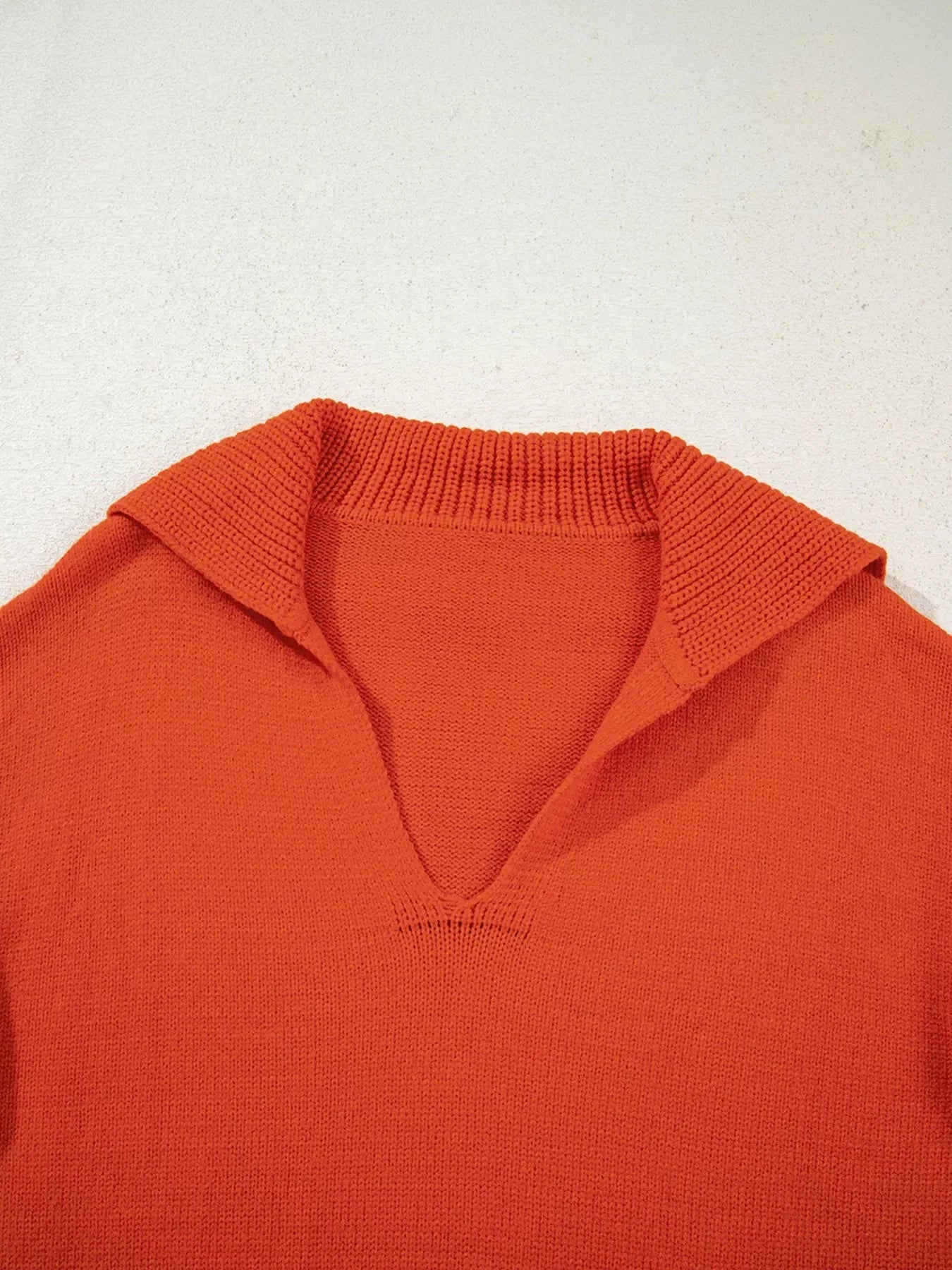 Collared Ribbed Edge V Neck Sweater