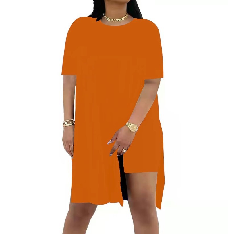 Summer Solid-Color Loose Crew-Neck Short-Sleeve Pants Two-Piece Set