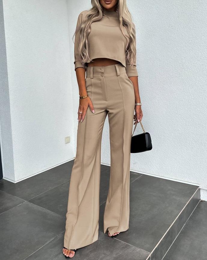 Cute Style Fresh Sweet Women's Clothing Nine-quarter Sleeve Fashion Casual Set See size chart under “more details”