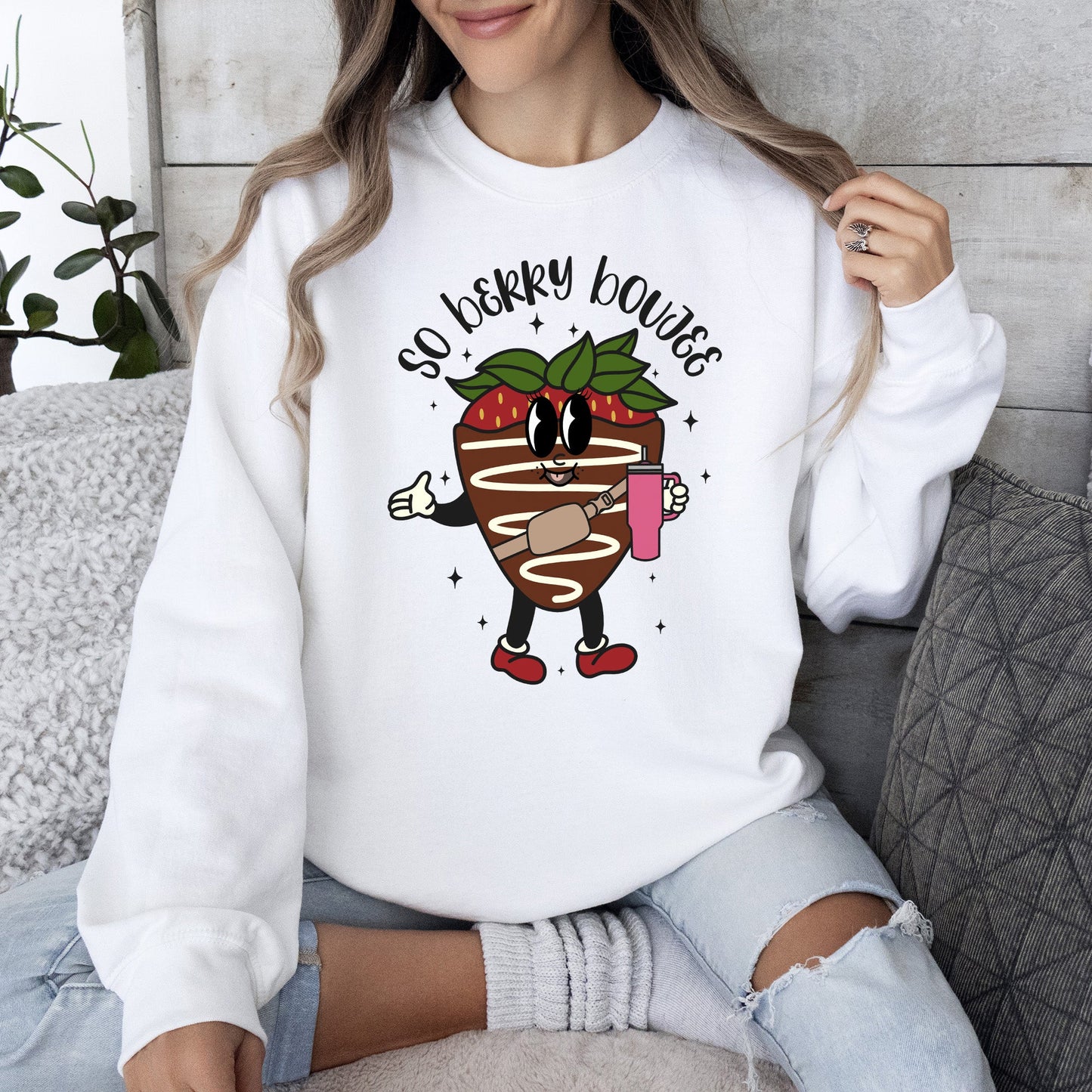 So Berry Boujee, Chocolate Strawberry, Bougie, Sweatshirt, Valentine's Day