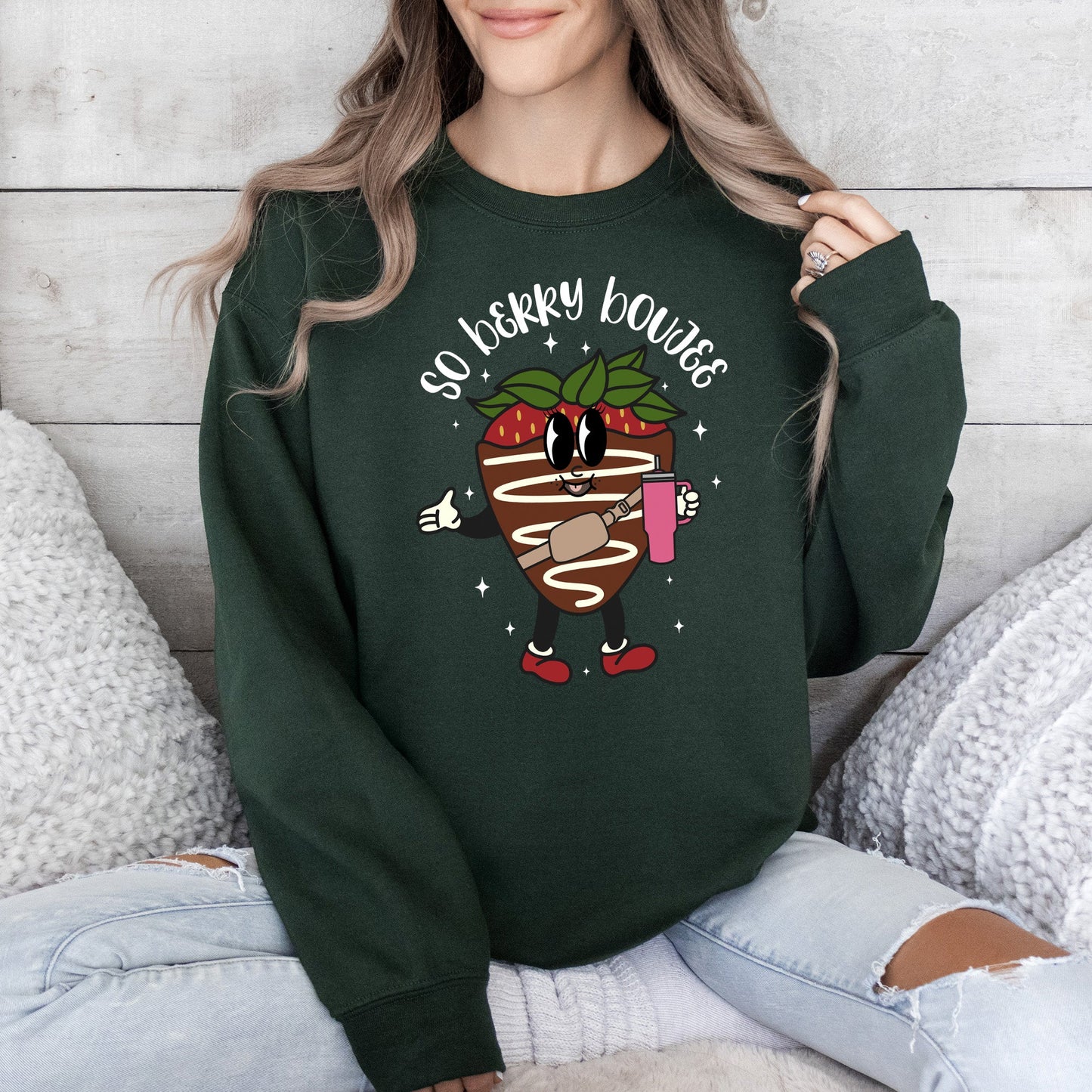 So Berry Boujee, Chocolate Strawberry, Bougie, Sweatshirt, Valentine's Day