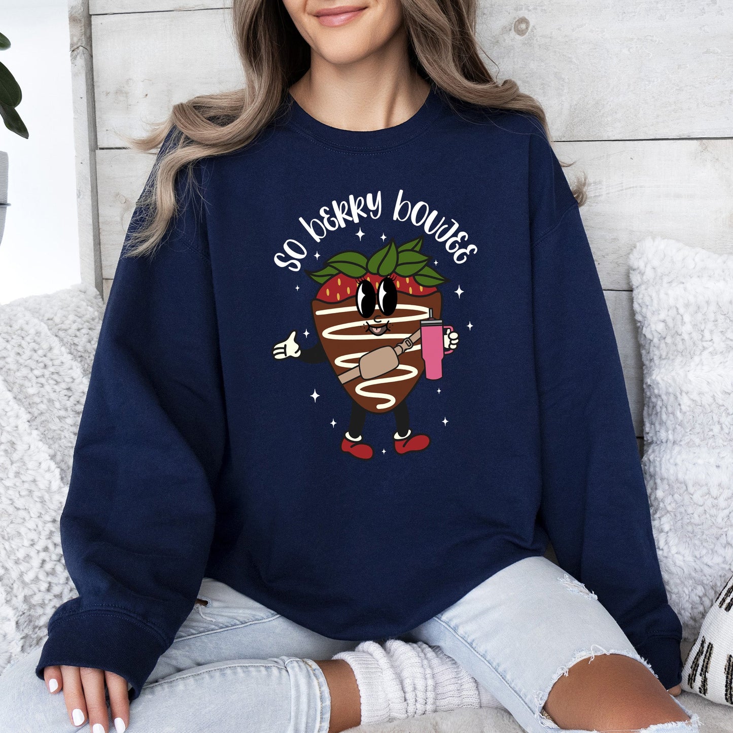So Berry Boujee, Chocolate Strawberry, Bougie, Sweatshirt, Valentine's Day