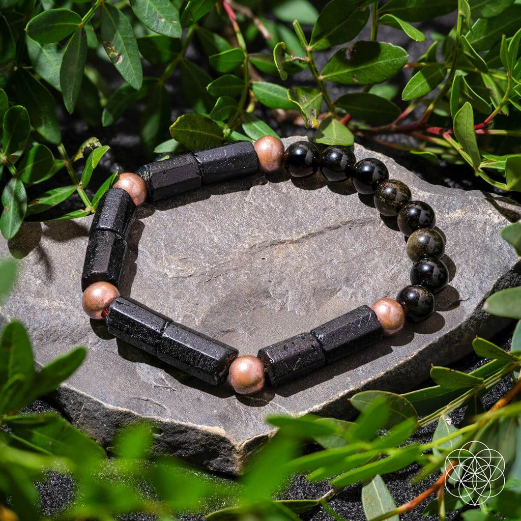 Moonlit Confidence Copper Bracelet With Golden Obsidian