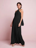 Pleated Solid-Colored Strap Three-Way Dress (see size chart under more details)