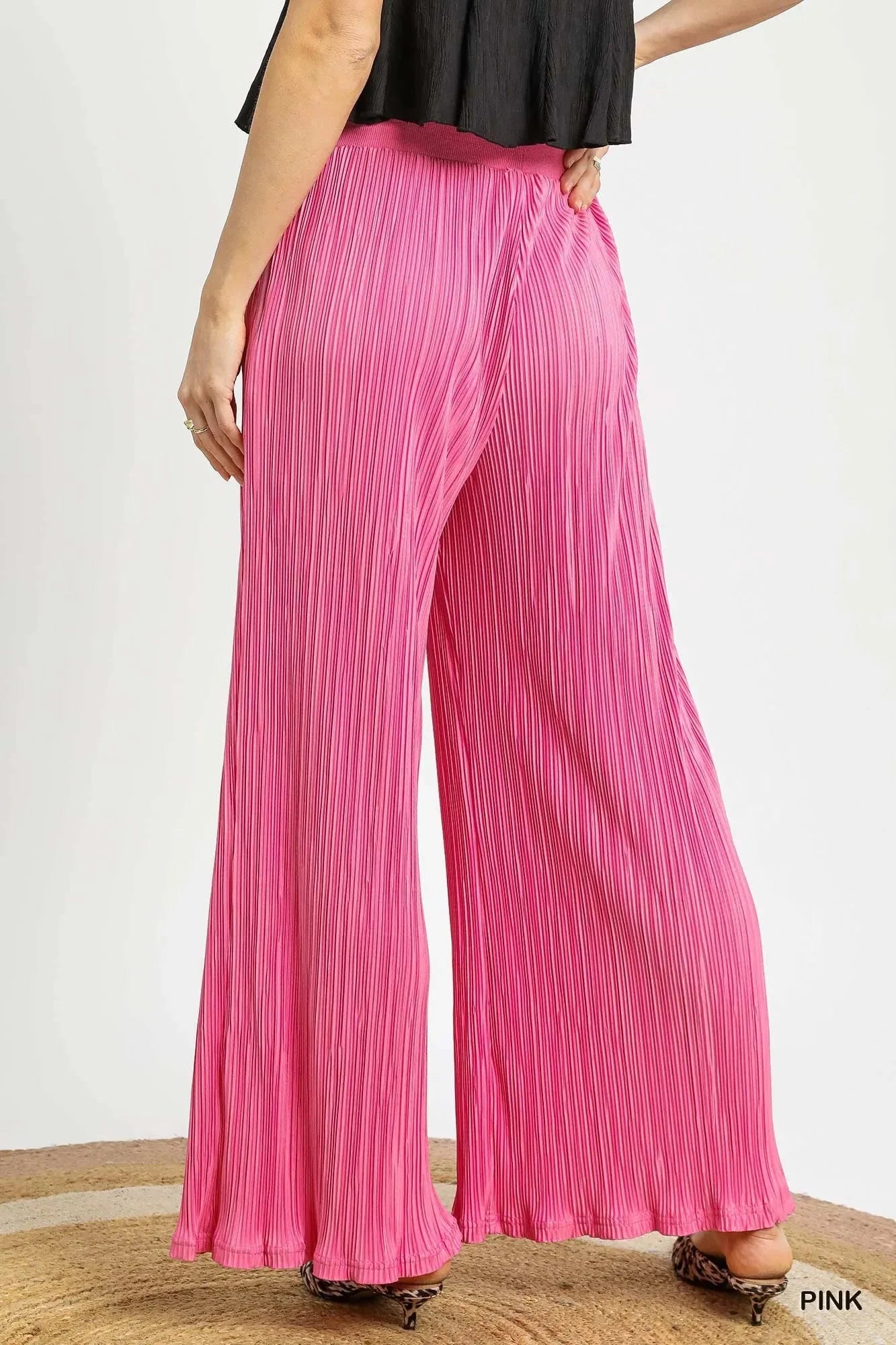 Umgee Wide Leg Textured Womens Palazzo Pants