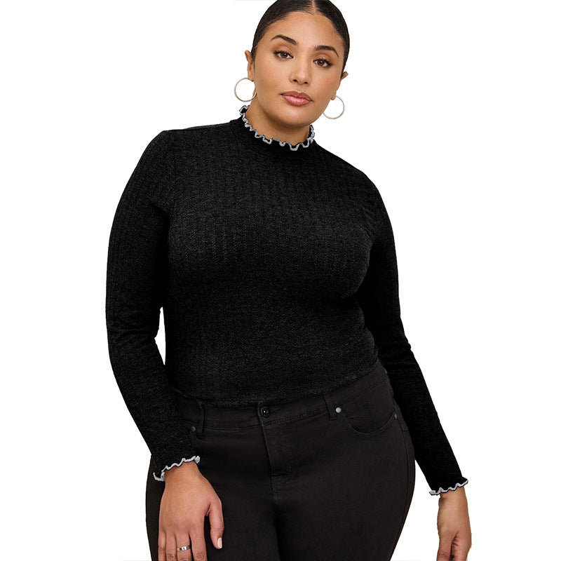 Women's Half-high Collar Long Sleeves T-shirt Slim Bottoming Shirt See size chart under “more details”