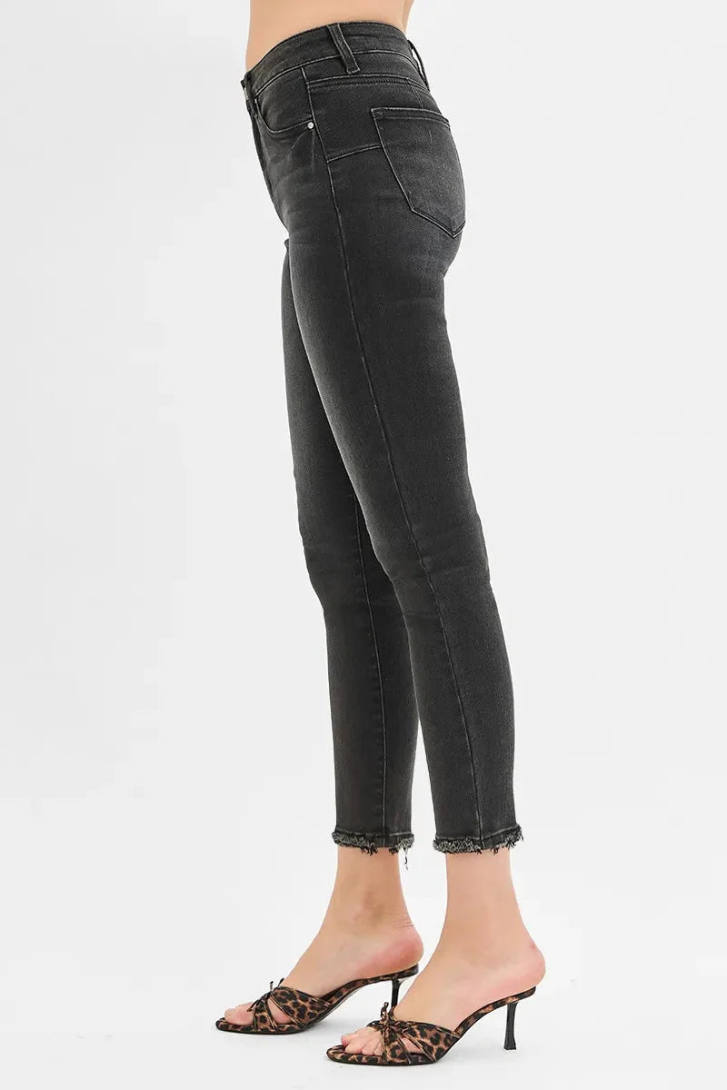 RISEN Jeans - Full Size Tummy Control Mid Rise Crop Skinny Jeans