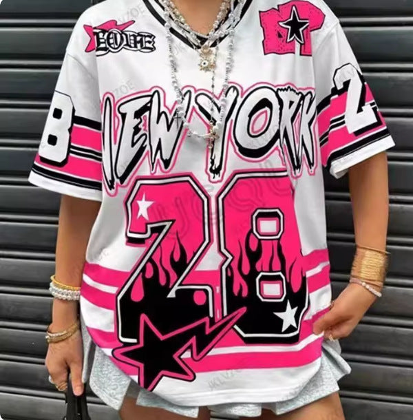 Women's Letter-print Loose-fitting Trendy Short-sleeve Top