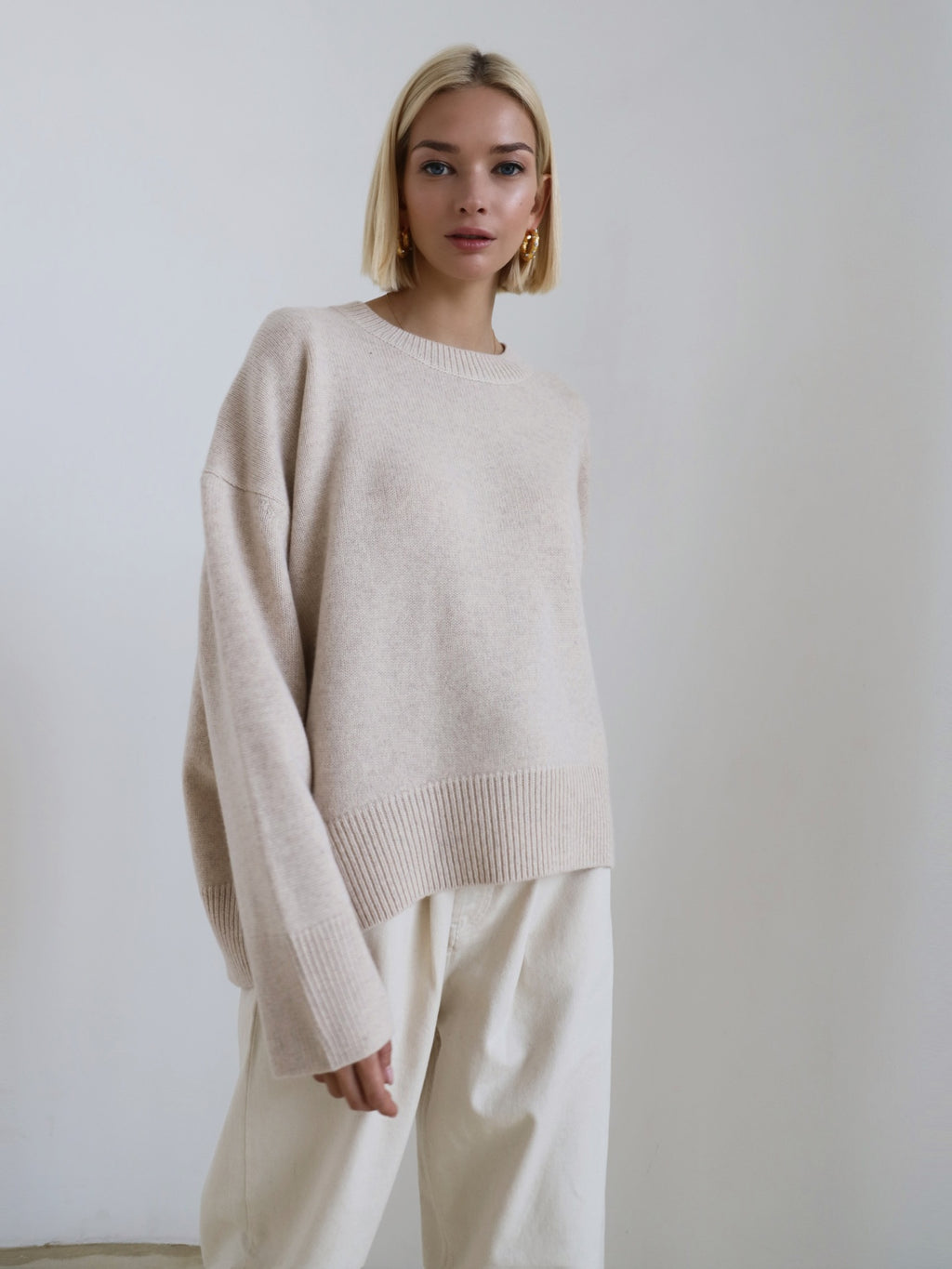 Thick Round Neck Women's Loose All-matching Knitted Pullover Sweater See size chart under “more details”