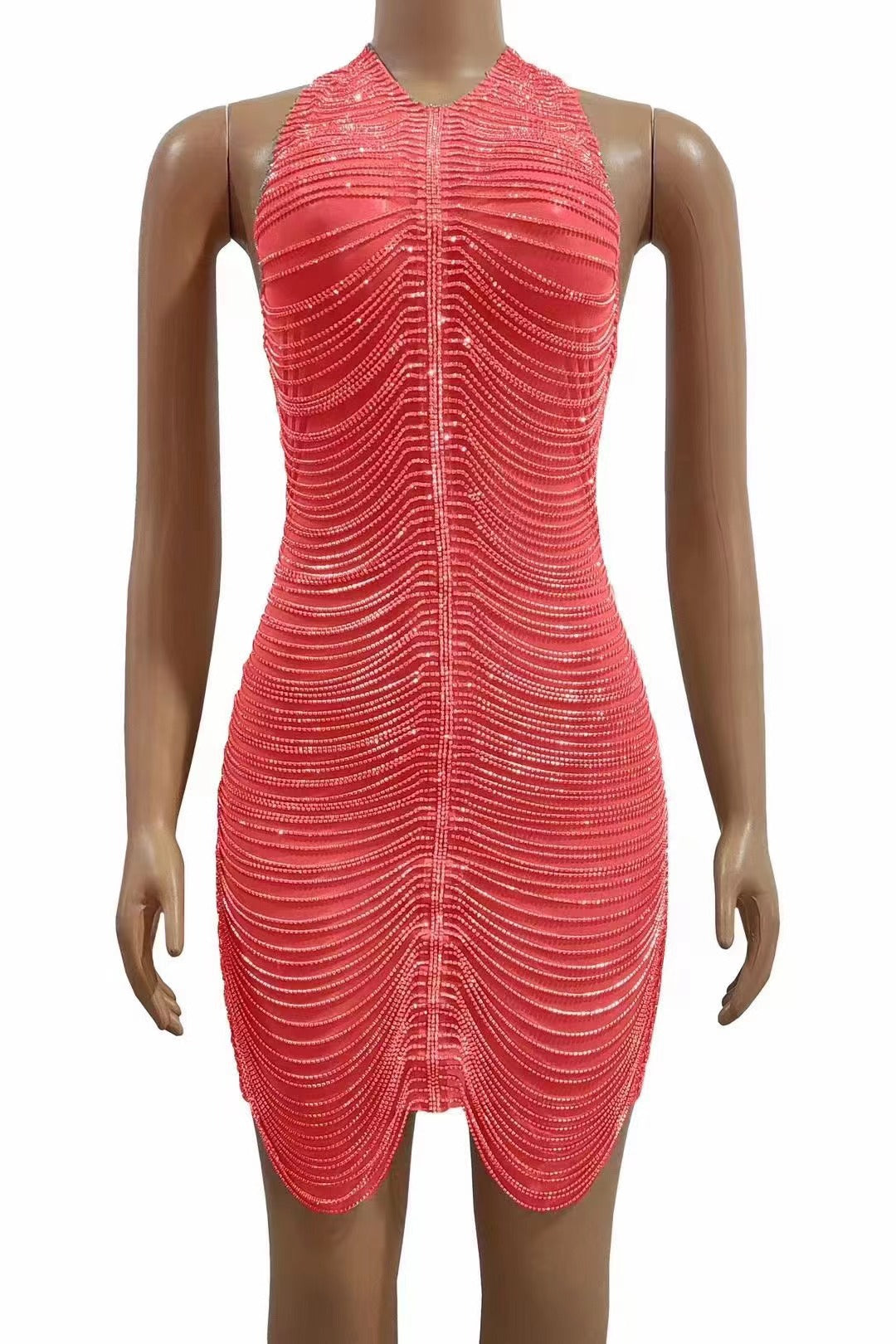 Women's Nightclub Model Dance Party Chain Shiny Hip Bag Backless Skirt See size chart under “more details”