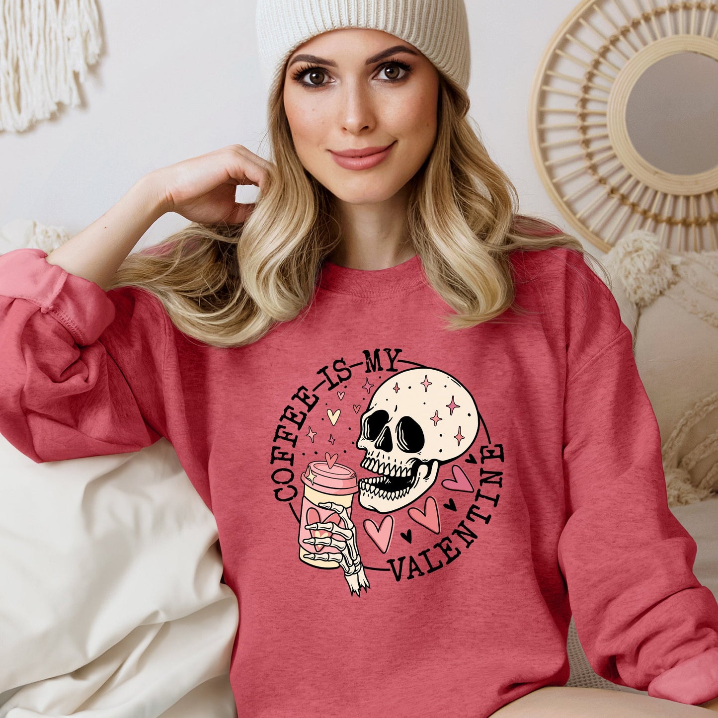 Coffee Is My Valentine, Skeleton, Caffeine, Sweatshirt, Valentine's Day