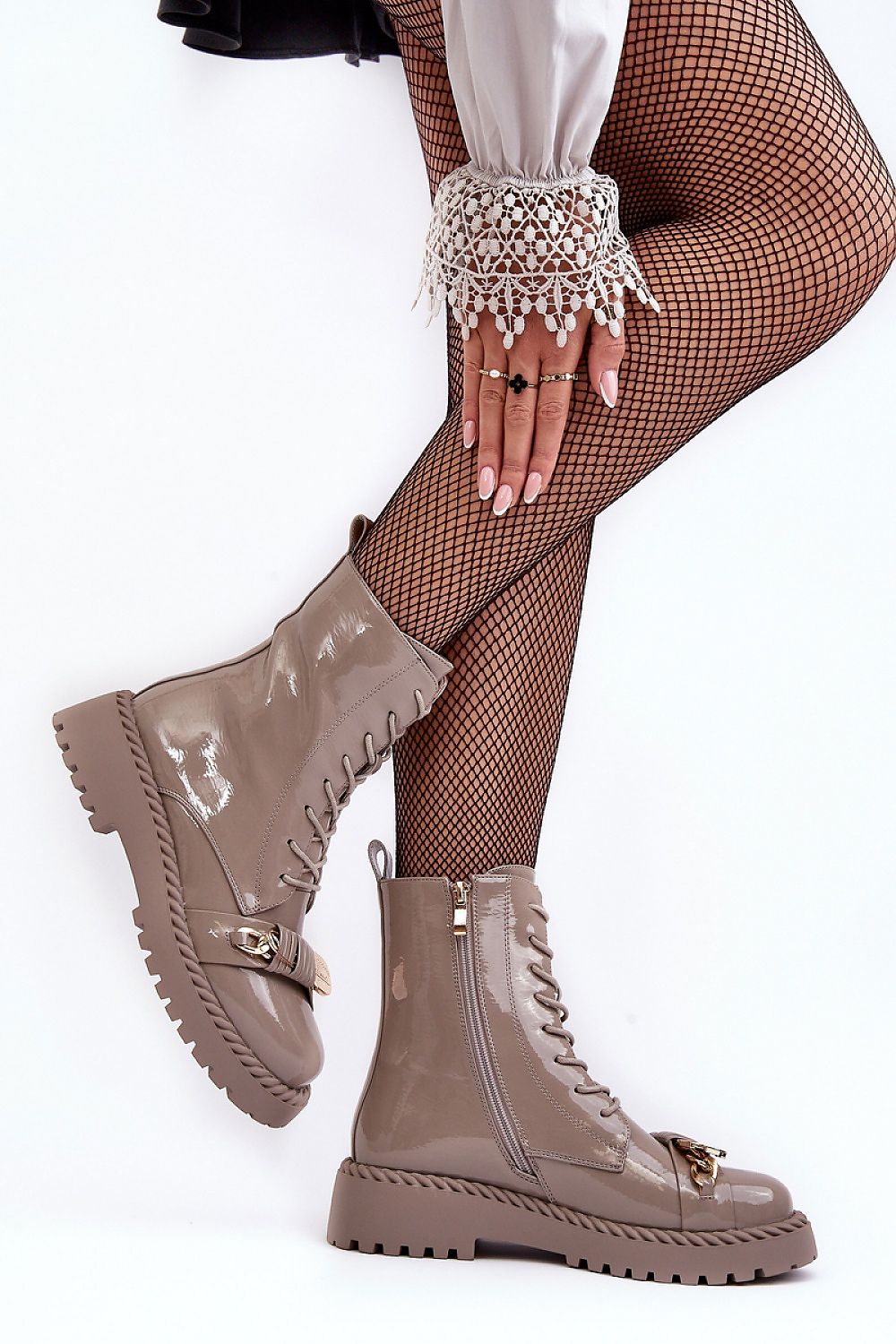 Jevira Gold-Trim Platform Boots
