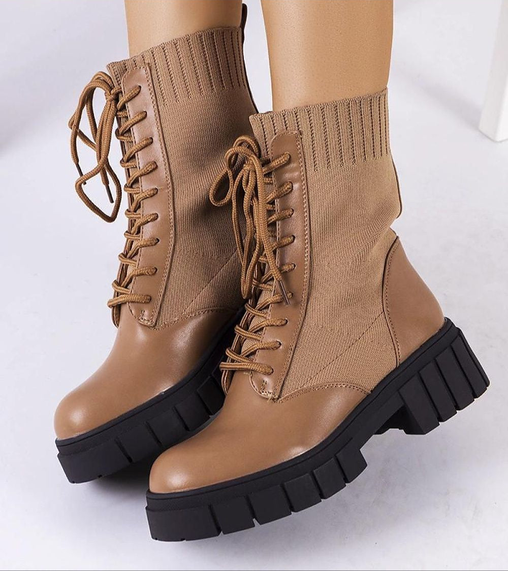 Braveda Brown Elastic-Top Boots