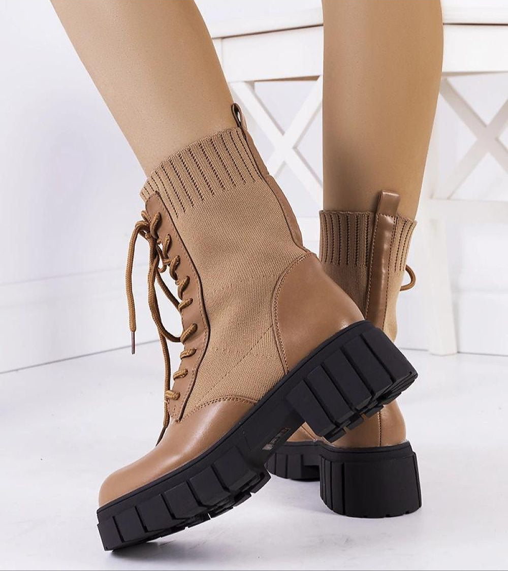 Braveda Brown Elastic-Top Boots