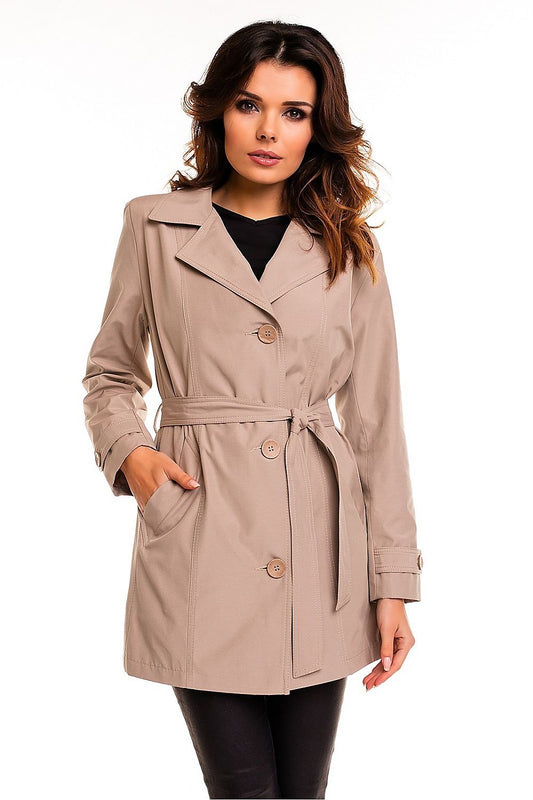 Plus Size Virelline Belted Cotton Trench Coat