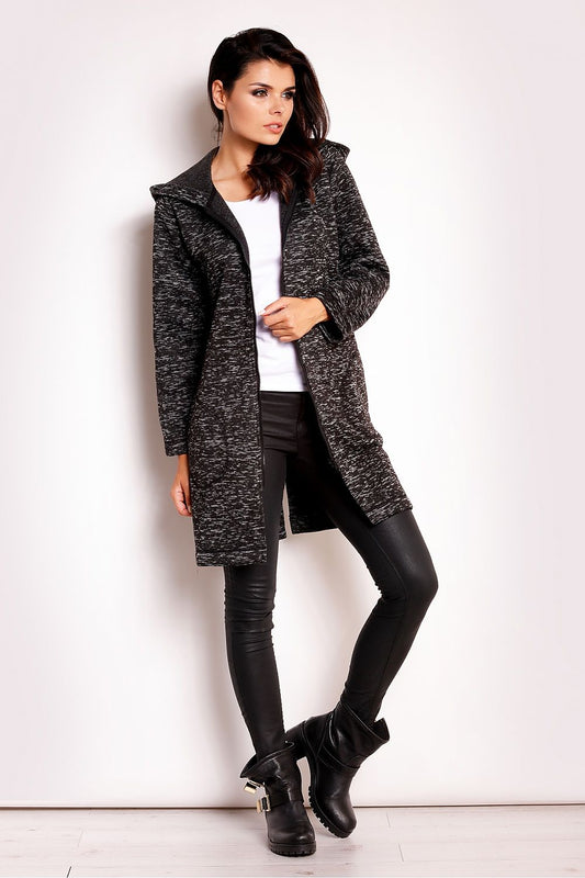Merivonne Knit Hooded Zip Coat