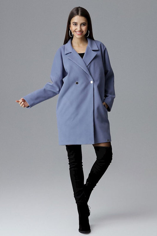 Calverra Loose-Fit Coat with Kimono Sleeves