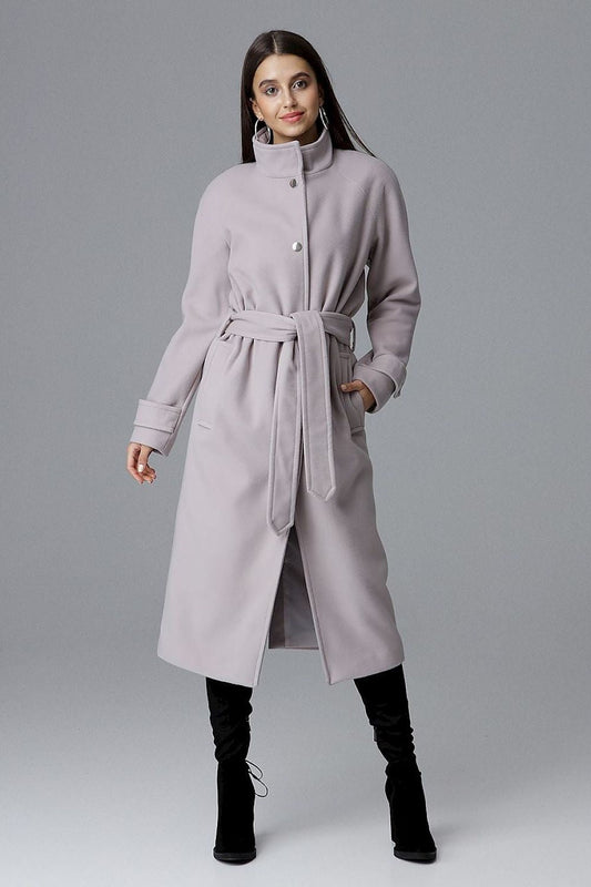 Melvarine Long Single-Breasted Belted Coat