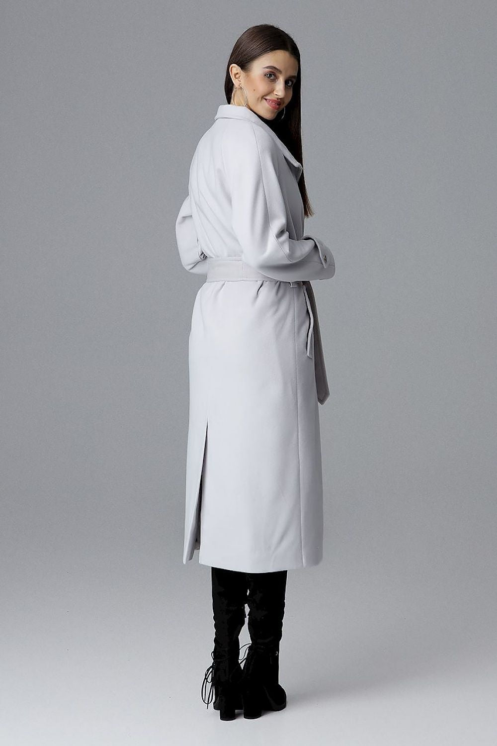 Melvarine Long Single-Breasted Belted Coat