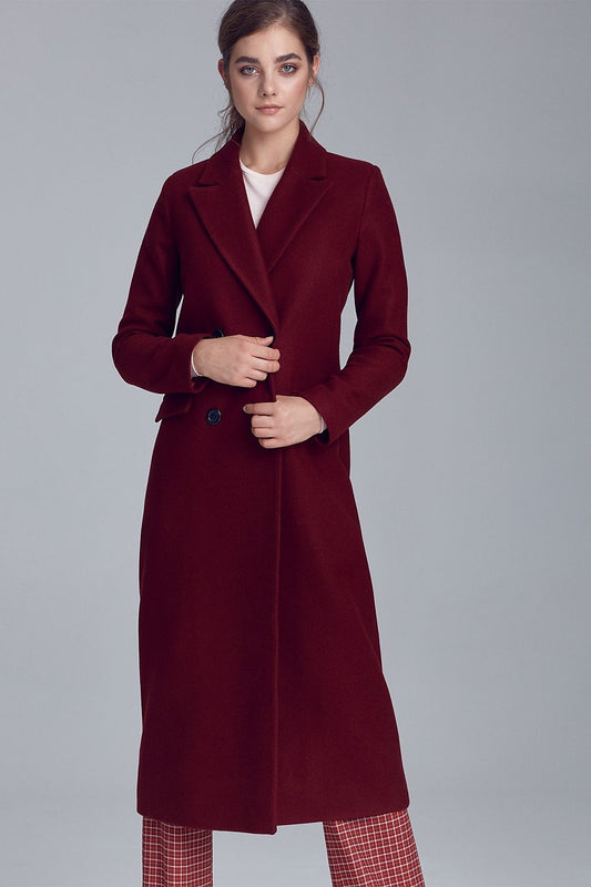 Marcelaine Long Double-Breasted Wool-Blend Coat