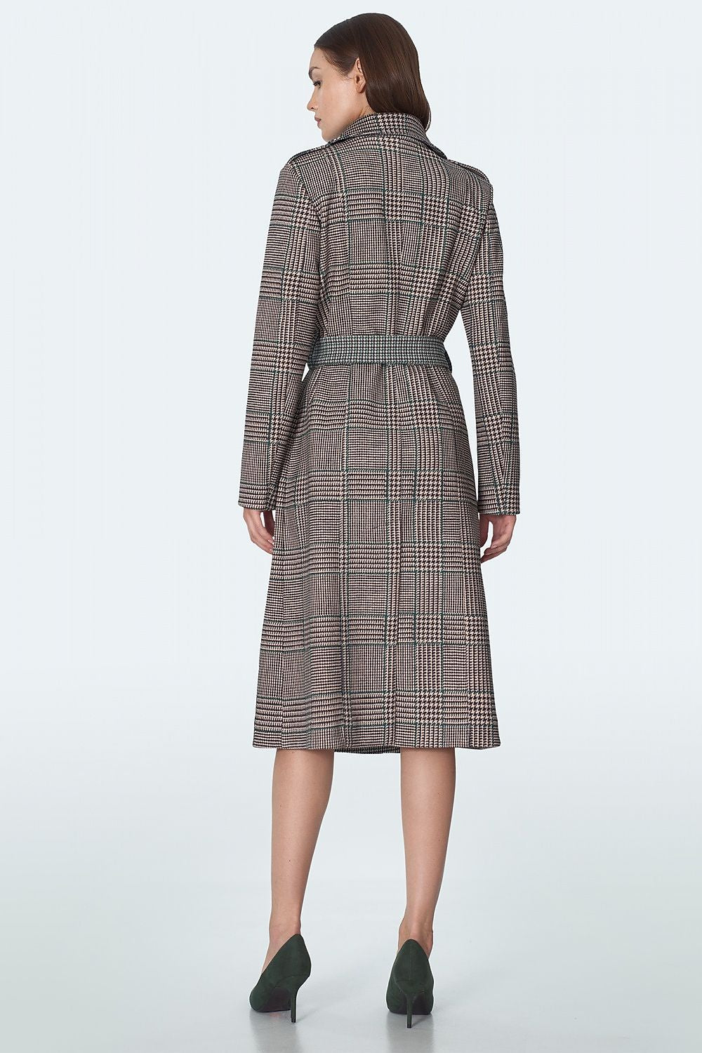 Eryndale Checked Waist-Defining Coat