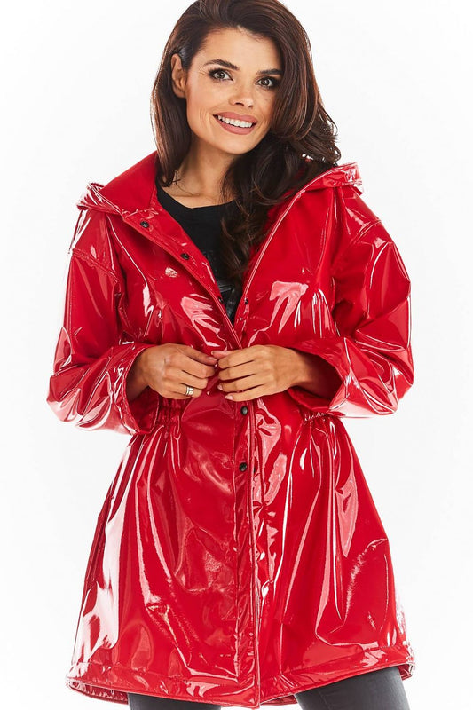 Orlavenne Knee-Length Vinyl Hooded Coat