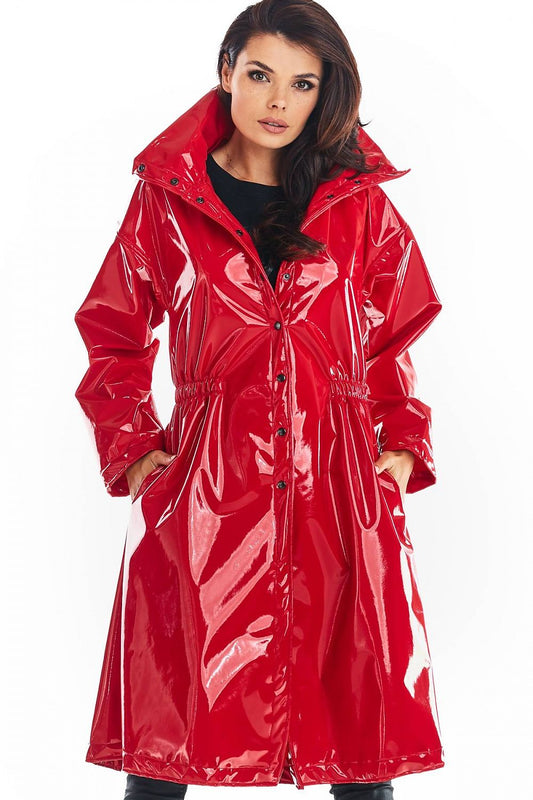 Marveena Knee-Length Vinyl Raincoat