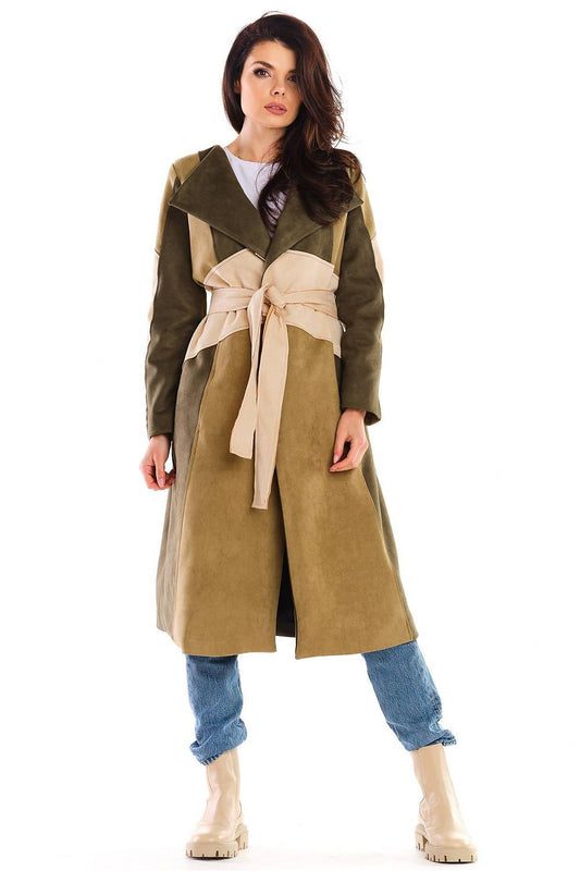 Auralenne Long Suede Belted Coat