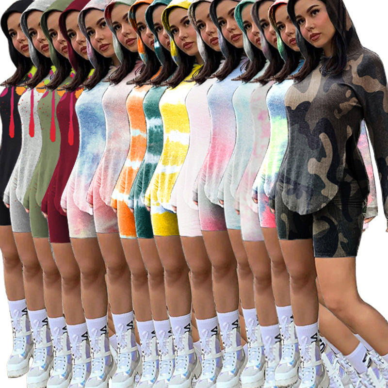 Women's Casual Fashion Hoodie Sports Two Piece Set