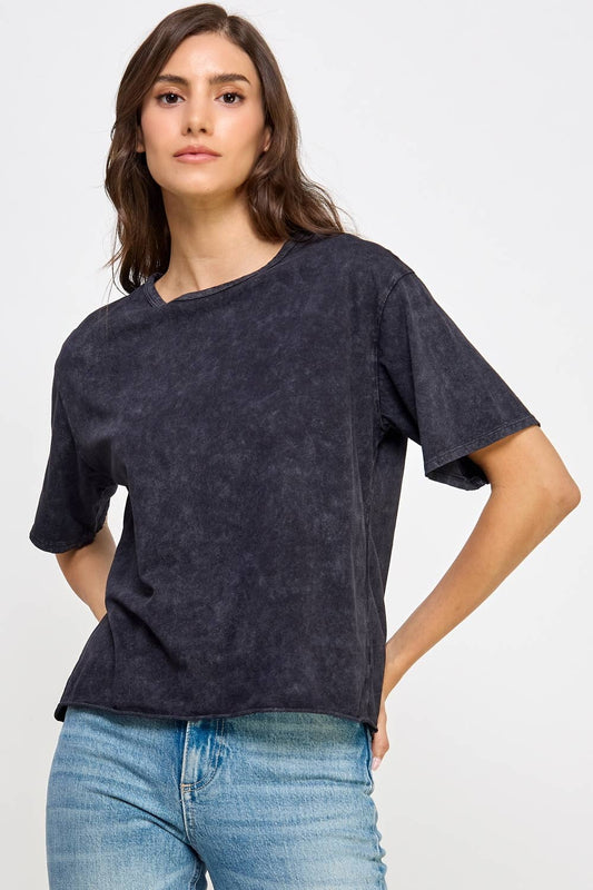 Mineral Washed Long Cropped T-Shirt