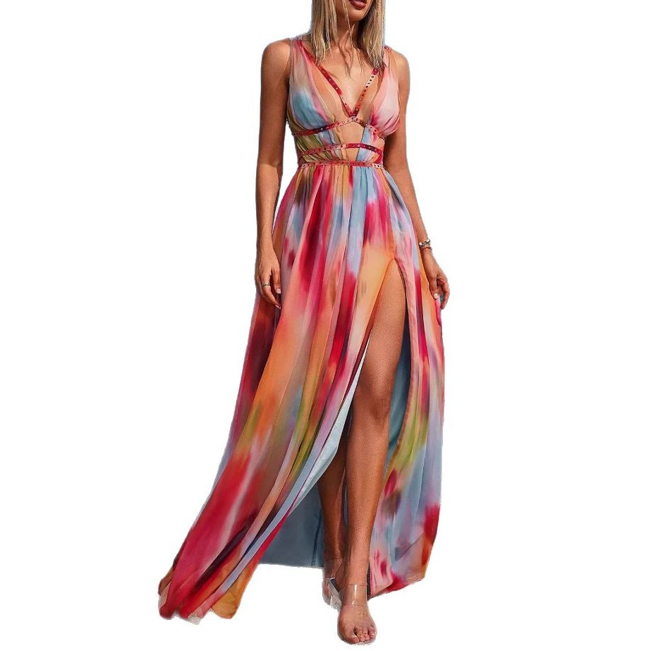 Fashion Personality Female Split Tied Dress See size chart under “more details”