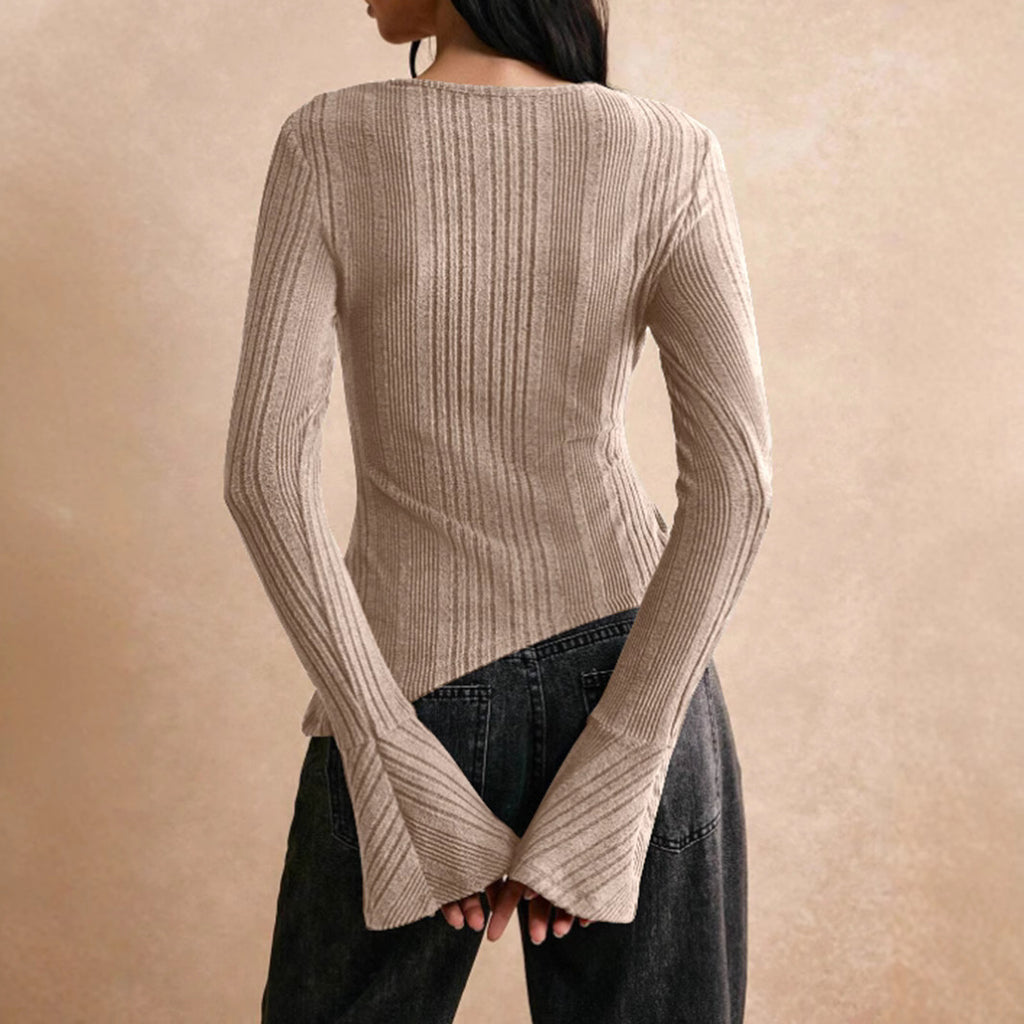 Casual Stitching Long Sleeve Button T-shirt See size chart under “more details”