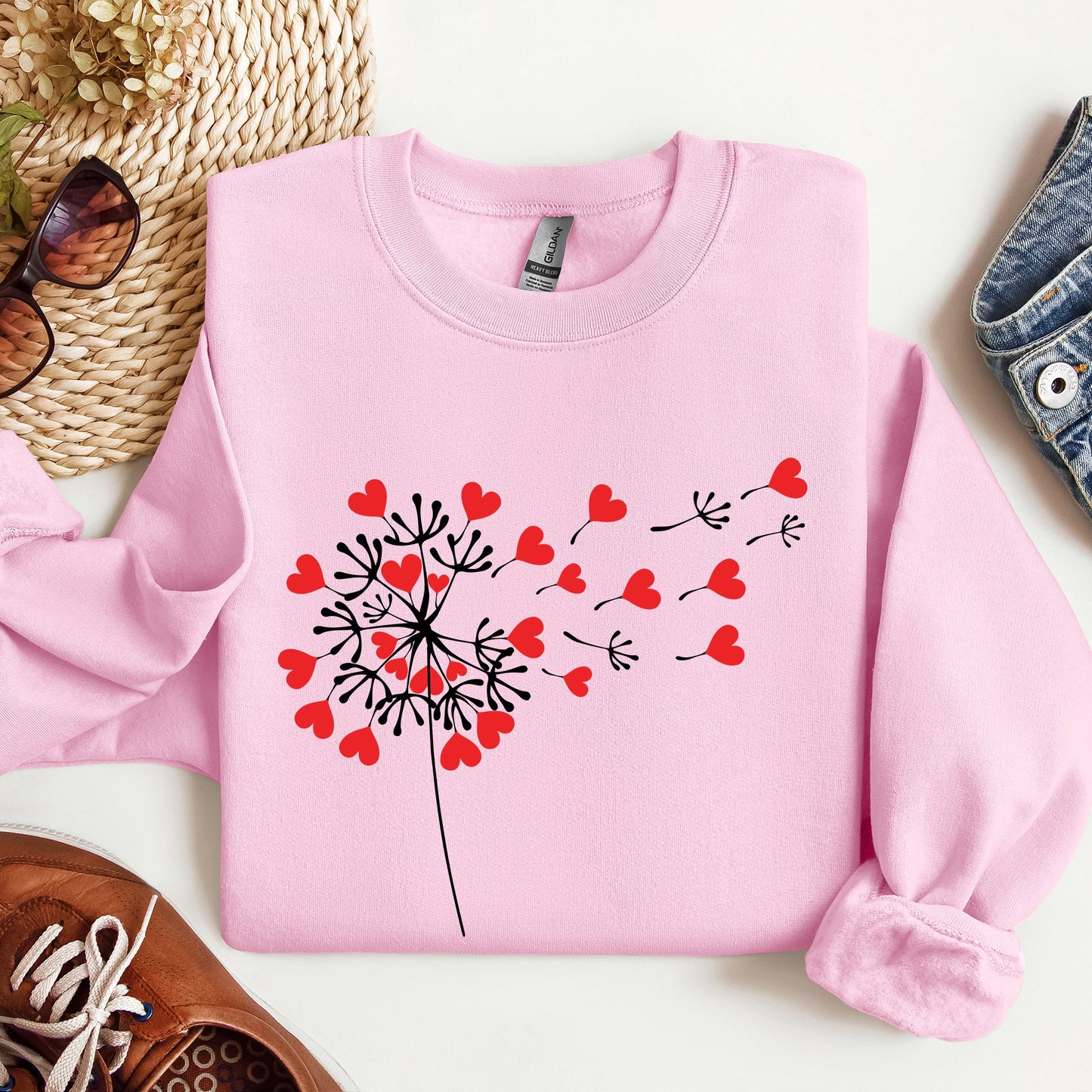 Dandelion Hearts, Flower, Sweatshirt, Valentine's Day