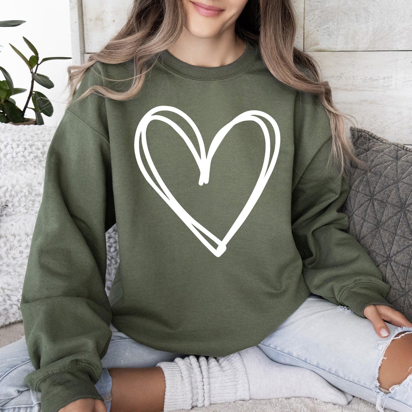 Double Heart, Sketch, Doodle, Love, Sweatshirt, Valentine's Day