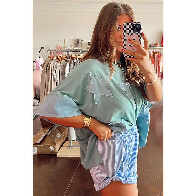 Personalized Trendy Patch Color Matching Top Women