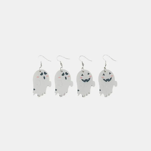 2 Piece Alloy Acrylic Halloween Ghost Dangle Earrings