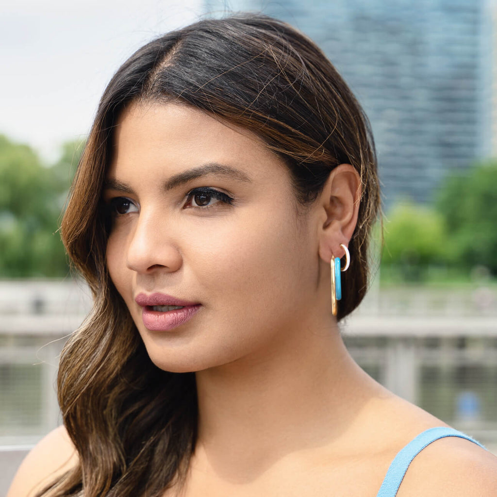 Enamel Double Oval Hoop Earrings See size chart under “more details”